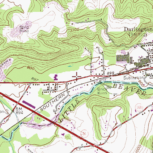 Topographic Map of Darlington Township Volunteer Fire Department Station 18, PA