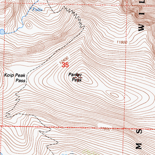 Topographic Map of Parker Peak, CA