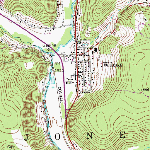 Topographic Map of Wilcox Volunteer Fire Department Company 6, PA