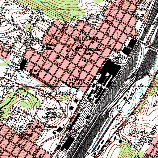 Topographic Map of Altoona Fire Department Station 320, PA