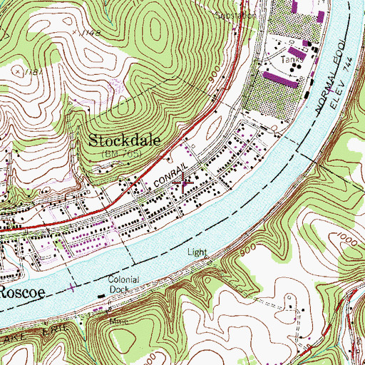 Topographic Map of Stockdale Volunteer Fire Department Station 17, PA