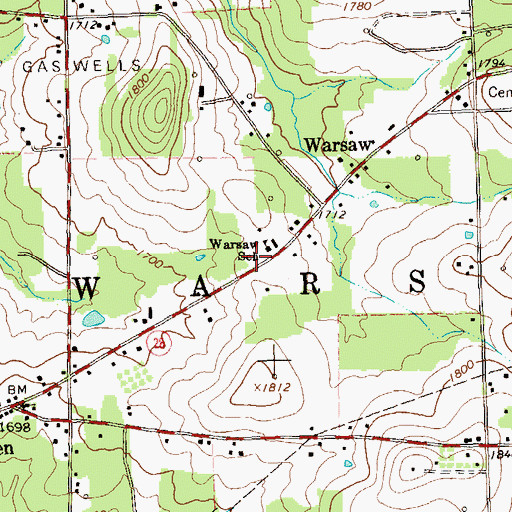 Topographic Map of Warsaw Township Volunteer Fire Company Station 15, PA