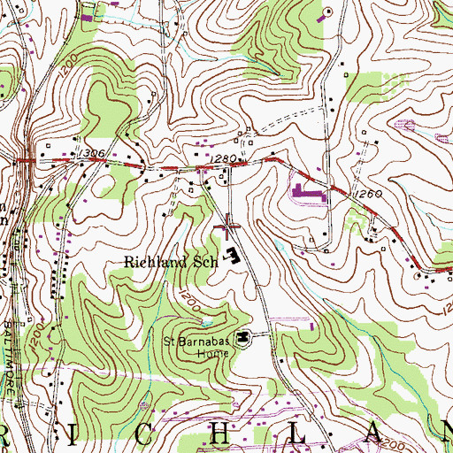 Topographic Map of Richland Township Volunteer Fire Department Station 241, PA