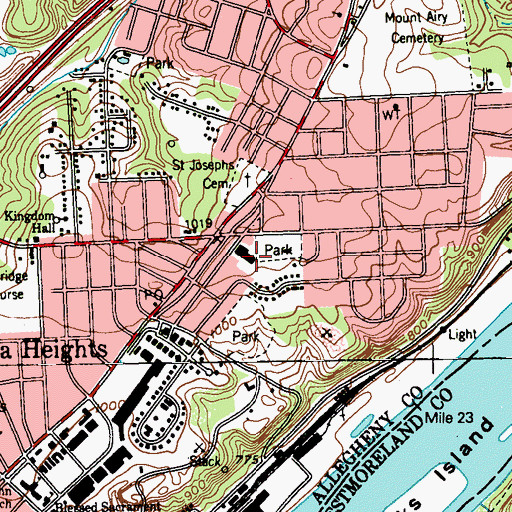 Topographic Map of Citizens Hose Volunteer Fire Department 2 Station 167, PA