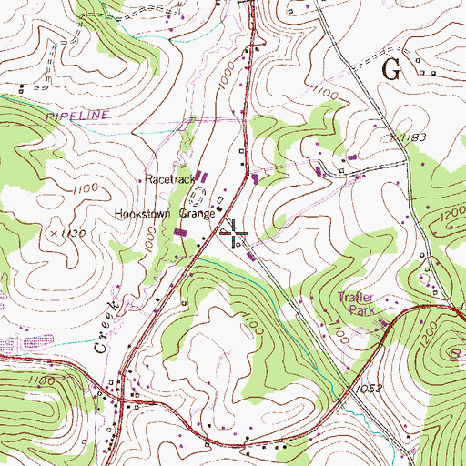Topographic Map of Hookstown Volunteer Fire Department Station 60, PA