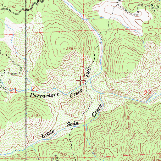 Topographic Map of Parramore Creek, CA