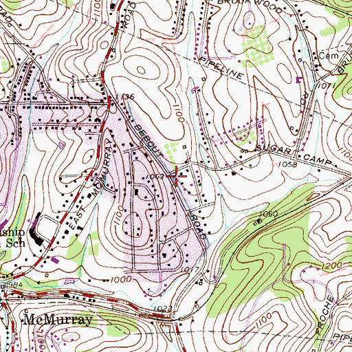 Topographic Map of Peters Township Fire Company Station 2 Substation, PA