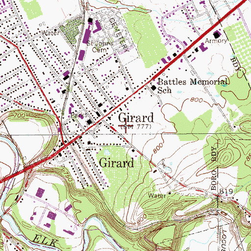 Topographic Map of A F Dobler Hose and Ladder Company, PA