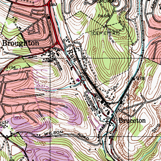 Topographic Map of Broughton Volunteer Fire Department Station 270, PA
