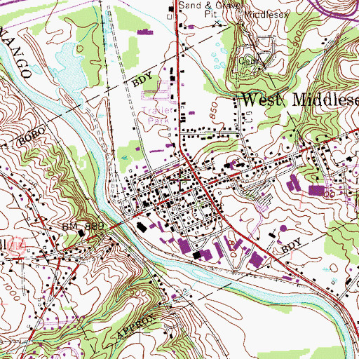 Topographic Map of West Middlesex Volunteer Fire Department Station 74, PA