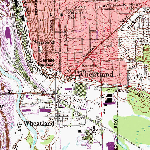 Topographic Map of Wheatland Volunteer Fire Department Station 72, PA