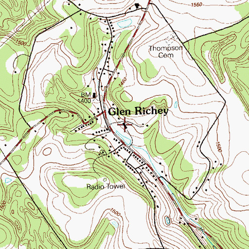 Topographic Map of Lawrence Township Volunteer Fire Company Station 7, PA