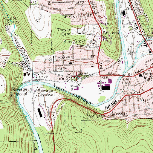 Topographic Map of Ridgway Fire Department Company 4 Station 42, PA