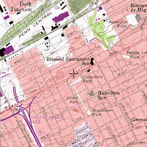 Topographic Map of Erie Fire Department Engine Company 6, PA