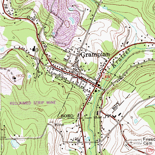 Topographic Map of Grampian - Penn - Bloom Volunteer Fire Company Station 9, PA
