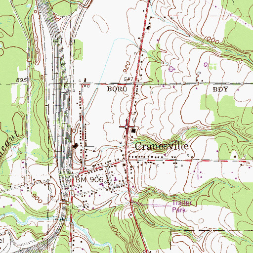 Topographic Map of Cranesville Volunteer Fire Department Station 60, PA
