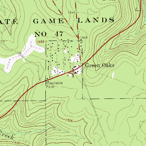 Topographic Map of President Township Volunteer Fire Department, PA