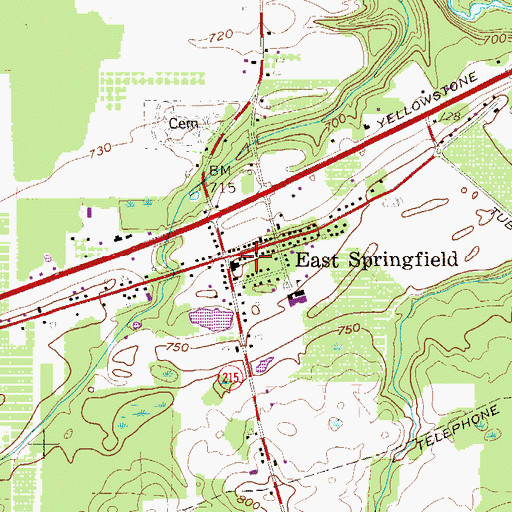 Topographic Map of Springfield Volunteer Fire Department Station 64, PA