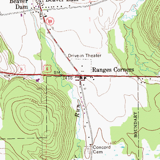 Topographic Map of Elgin - Beaverdam Hose Company Station 74, PA