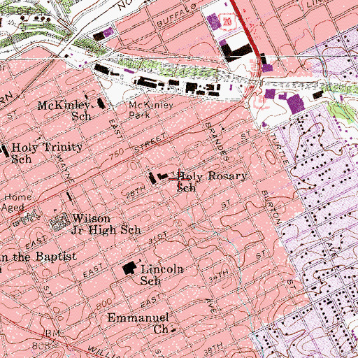 Topographic Map of Erie Fire Department Engine Company 13, PA