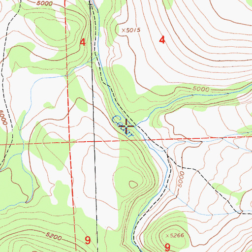 Topographic Map of Parsnip Creek, CA