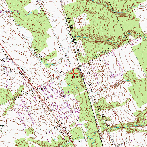 Topographic Map of Perry Hi-way Hose Company Station 42, PA