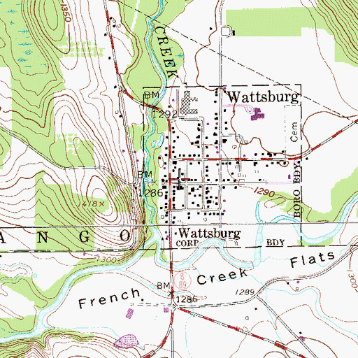 Topographic Map of Wattsburg Hose Company Station 17, PA