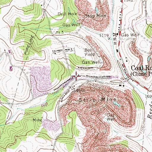 Topographic Map of Coal Run - McIntyre Volunteer Fire Department Station 290, PA