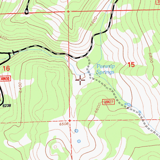 Topographic Map of Parsnip Springs, CA