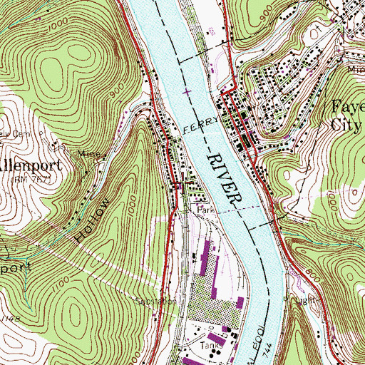 Topographic Map of Allenport Volunteer Fire Department Station 40, PA