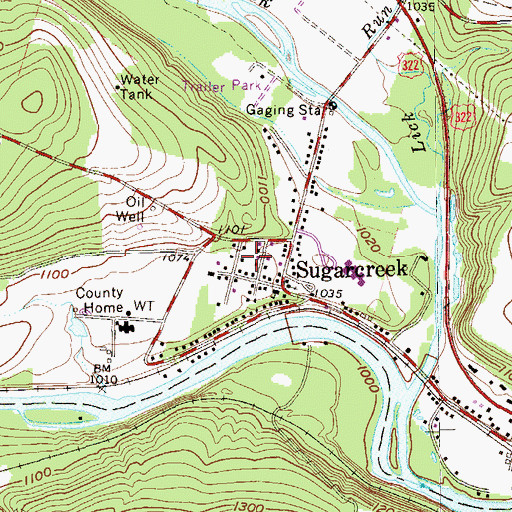 Topographic Map of Rocky Grove Volunteer Fire Department Substation, PA