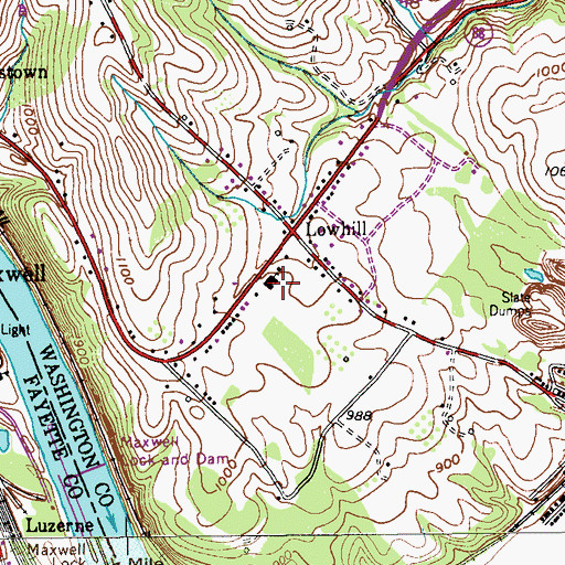 Topographic Map of Denbo Vesta Six Volunteer Fire Company Station 19, PA