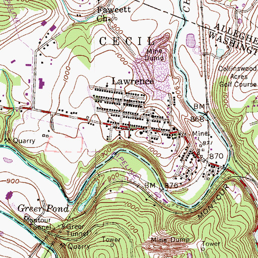 Topographic Map of Cecil Township Volunteer Fire Company, PA