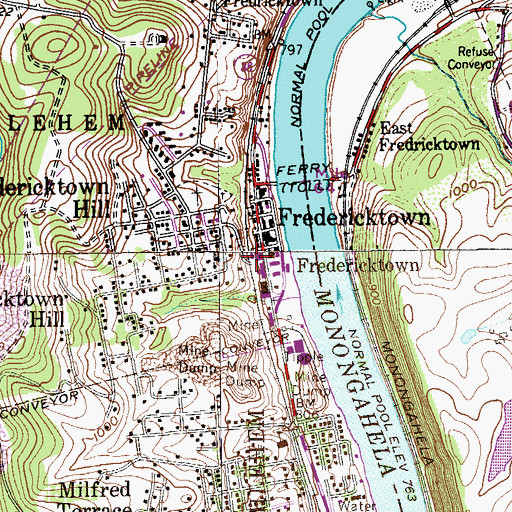 Topographic Map of East Bethlehem Township Volunteer Fire Department Station 15, PA