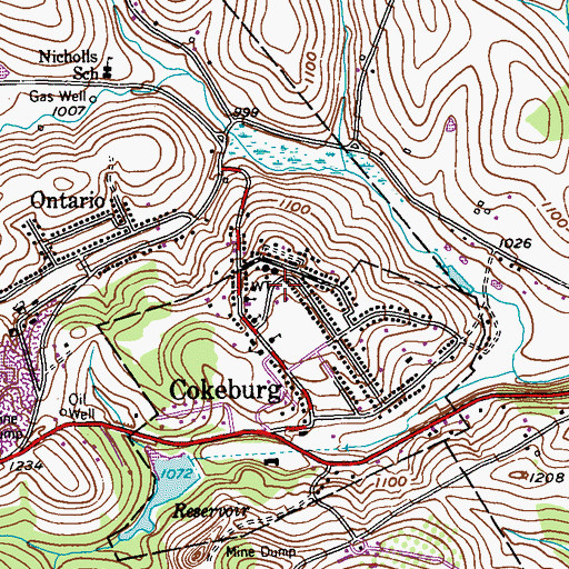 Topographic Map of Cokeburg Volunteer Fire Company Station 63, PA