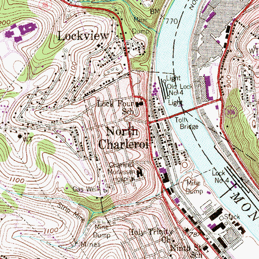 Topographic Map of Lock Four Volunteer Fire Company Station 22, PA
