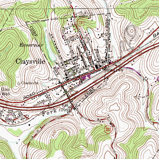 Topographic Map of Claysville Fire Rescue Station 31, PA