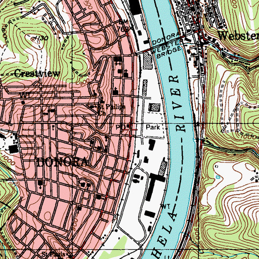 Topographic Map of Donora Fire Company Station 66, PA