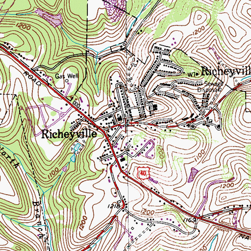 Topographic Map of Richeyville Volunteer Fire Company Station 27, PA