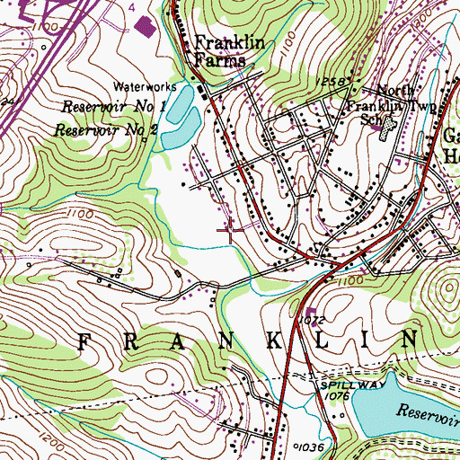 Topographic Map of North Franklin Volunteer Fire Station, PA