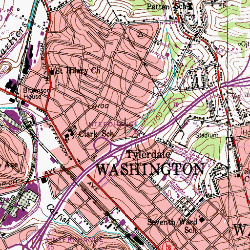 Topographic Map of Washington Fire Station, PA