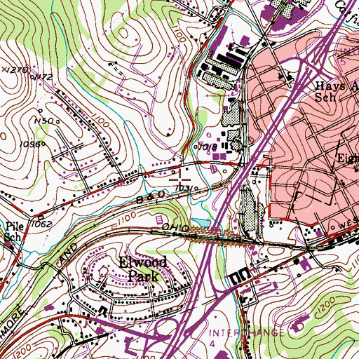 Topographic Map of Canton Township Volunteer Fire and Rescue Company 1 Station 1, PA