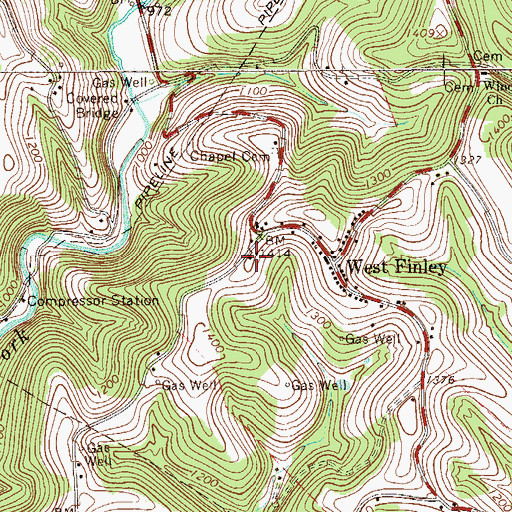 Topographic Map of West Finley Volunteer Fire Company Station 53, PA