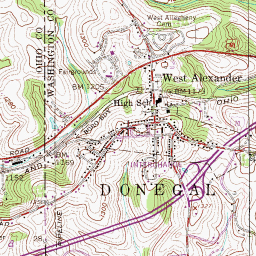 Topographic Map of West Alexander Volunteer Fire Department Station 39, PA