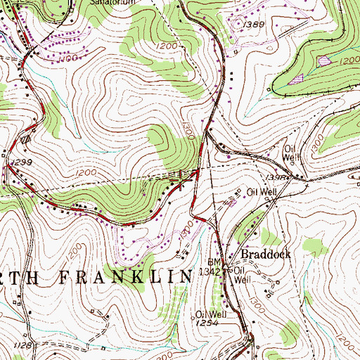 Topographic Map of North Franklin Volunteer Fire Company Station 432 Substation, PA