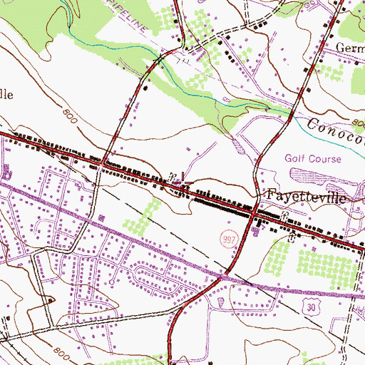 Topographic Map of Fayetteville Volunteer Fire Department and Emergency Medical Service Company 7, PA