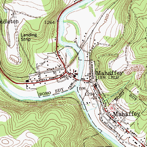 Topographic Map of Community Volunteer Fire Department of Mahaffey Station 29, PA