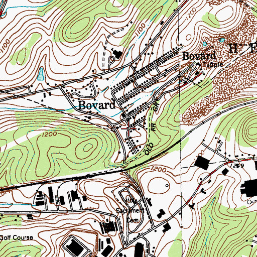 Topographic Map of Bovard Volunteer Fire Department, PA