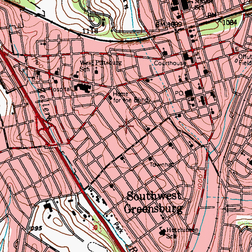 Topographic Map of Greensburg Volunteer Fire Department Engine and Rescue Company 3 Headquarters, PA