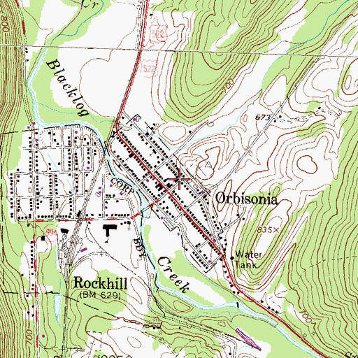 Topographic Map of Orbisonia / Rockhill Volunteer Fire Company Station 9, PA
